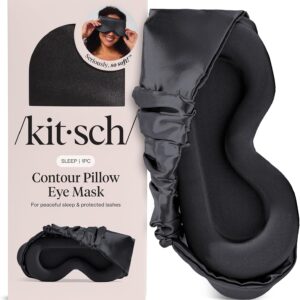 Kitsch Contour Pillow Eye Mask – Softer Than Silk Eye Masks for Sleep, Blindfold Sleep Masks for Women & Men, No Eye Pressure, Lightweight, Eye Care, Travel Essentials - Charcoal